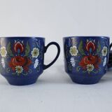 Vintage coffee set - blue and red flower patterns