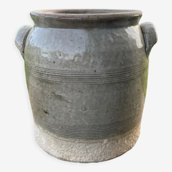 Grease pot in glazed earth with handles