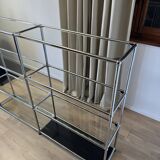 USM Haller shelf in glass and Graphite Black