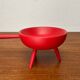Mid-Century Modern Red Tripod Bowl in Wood from Paavo Asikainen, Finland, 1960s