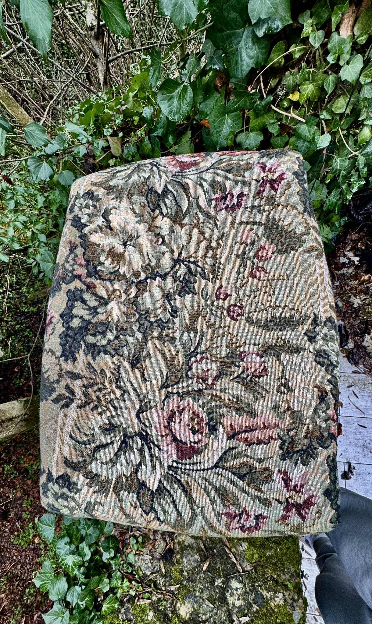 Large antique footrest in the Louis XV style.