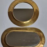 Set of three antique Moroccan brass mirrors, 32 cm