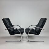 Set of 2 postmodern leather lounge chairs, 1980s
