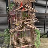 Large vintage bamboo birdcage