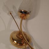 Pair of vintage glass and gold sconces