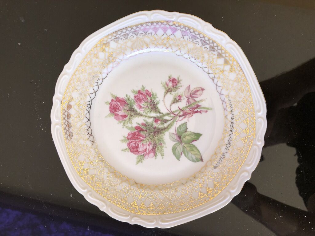 Old German porcelain cup and plate