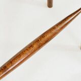 Set of 3 natural wood yellow wool bar stools