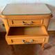 Classic carved cherry bedside table with glass top