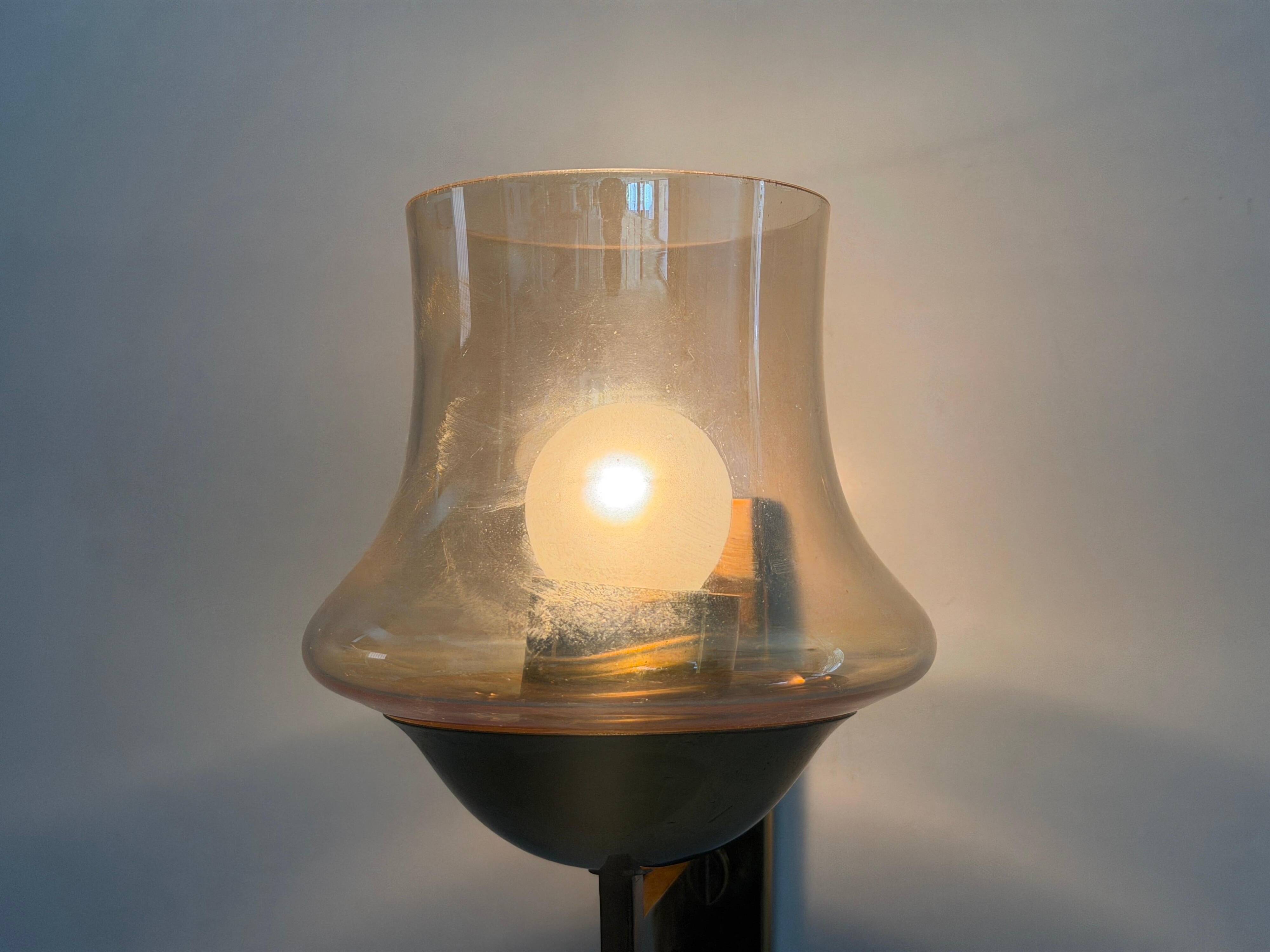 Yellow glass and brass wall light from the mid-century, 1960, Germany.