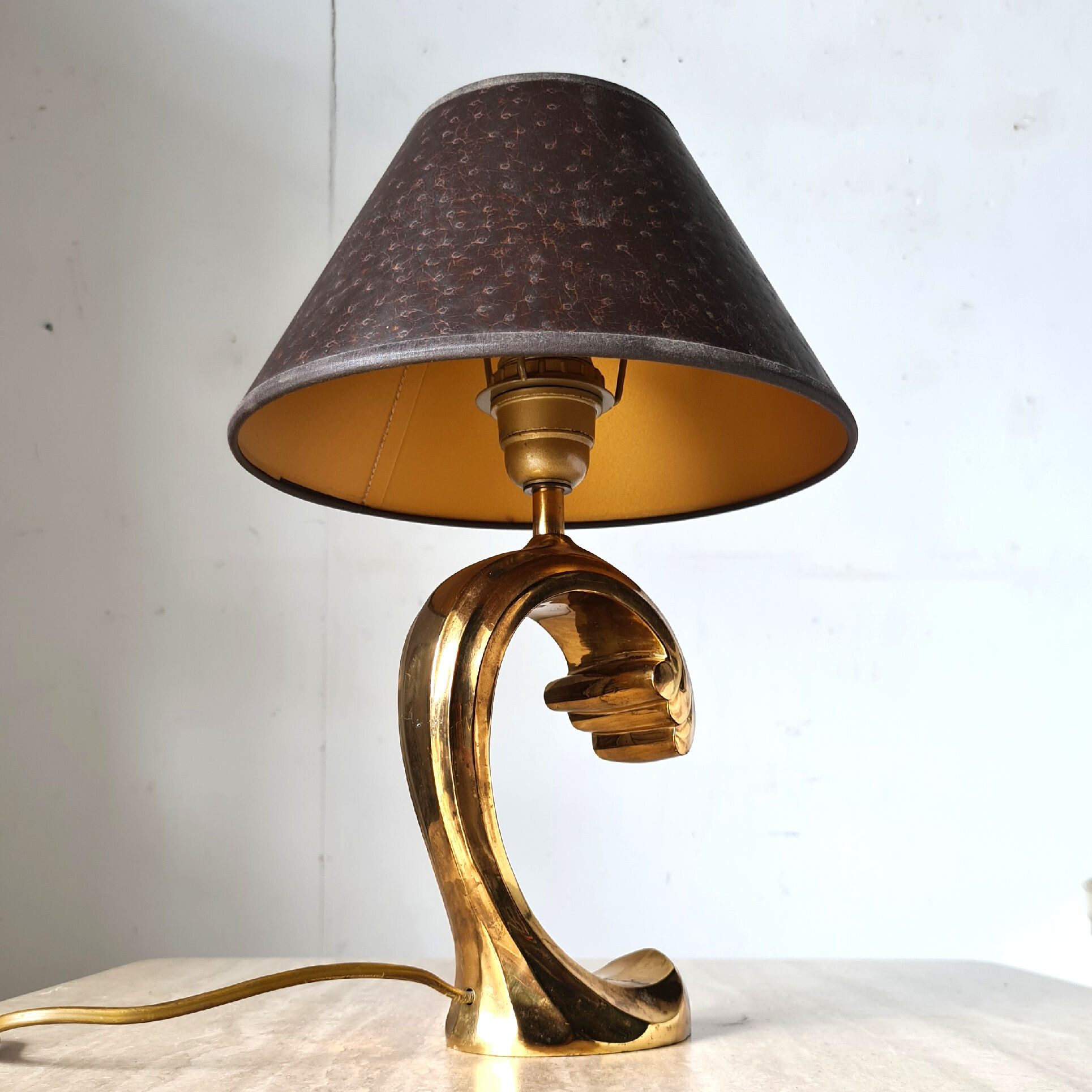 Hollywood regency brass table lamp, 1970s