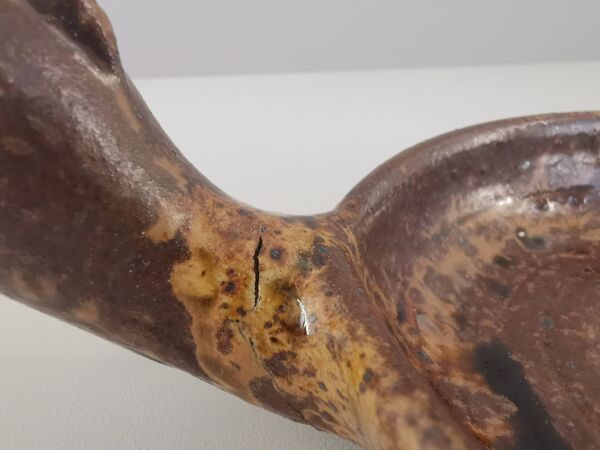 Coupe zoomorphe André Bodin signée en grès, la borne