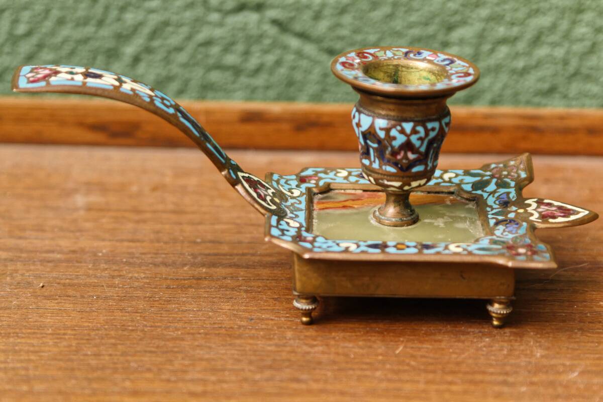 Cloisonne bronze hand candle holder, Napoleon III