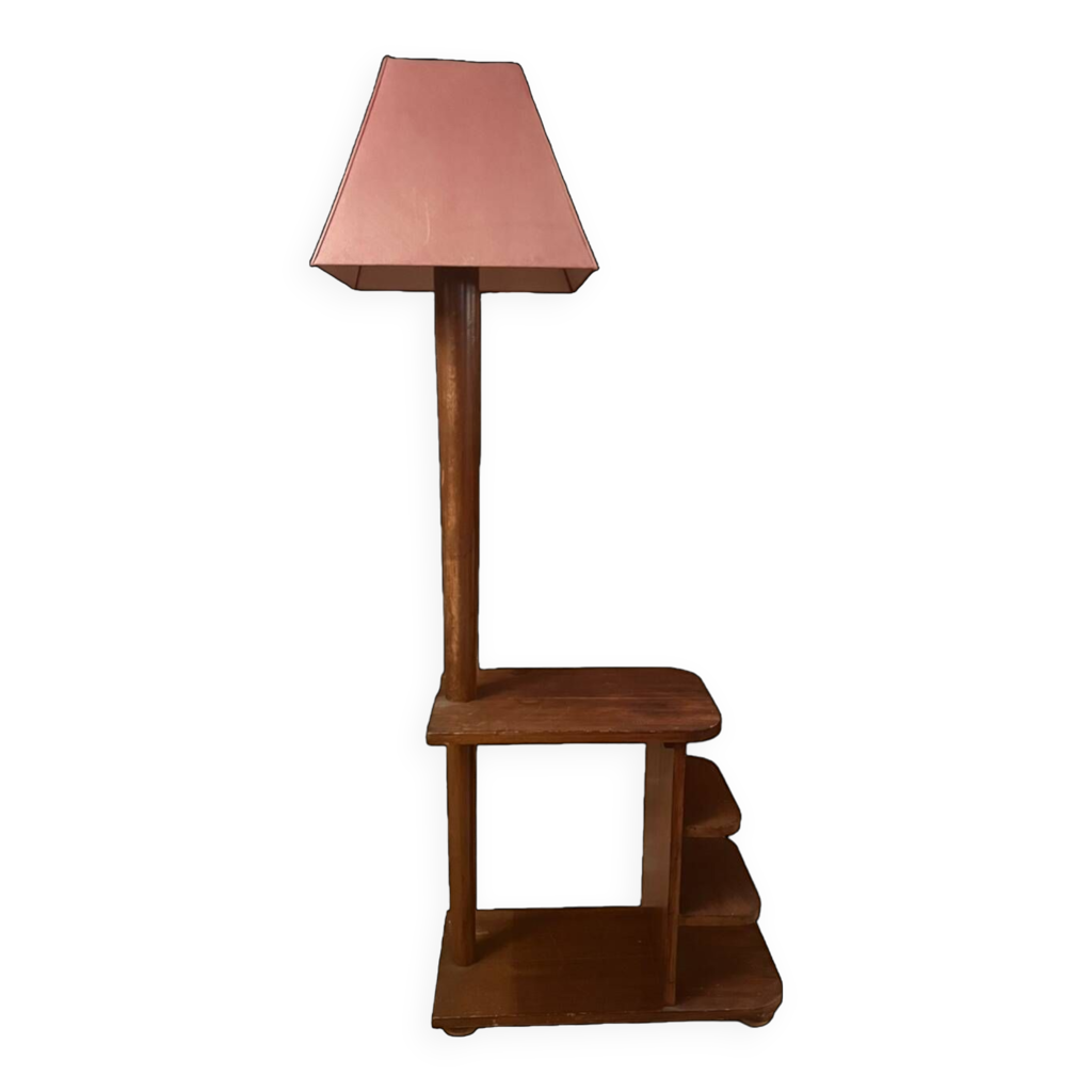 Lampadaire,liseuse Art Déco 1930 En Palissandre Abat-jour D