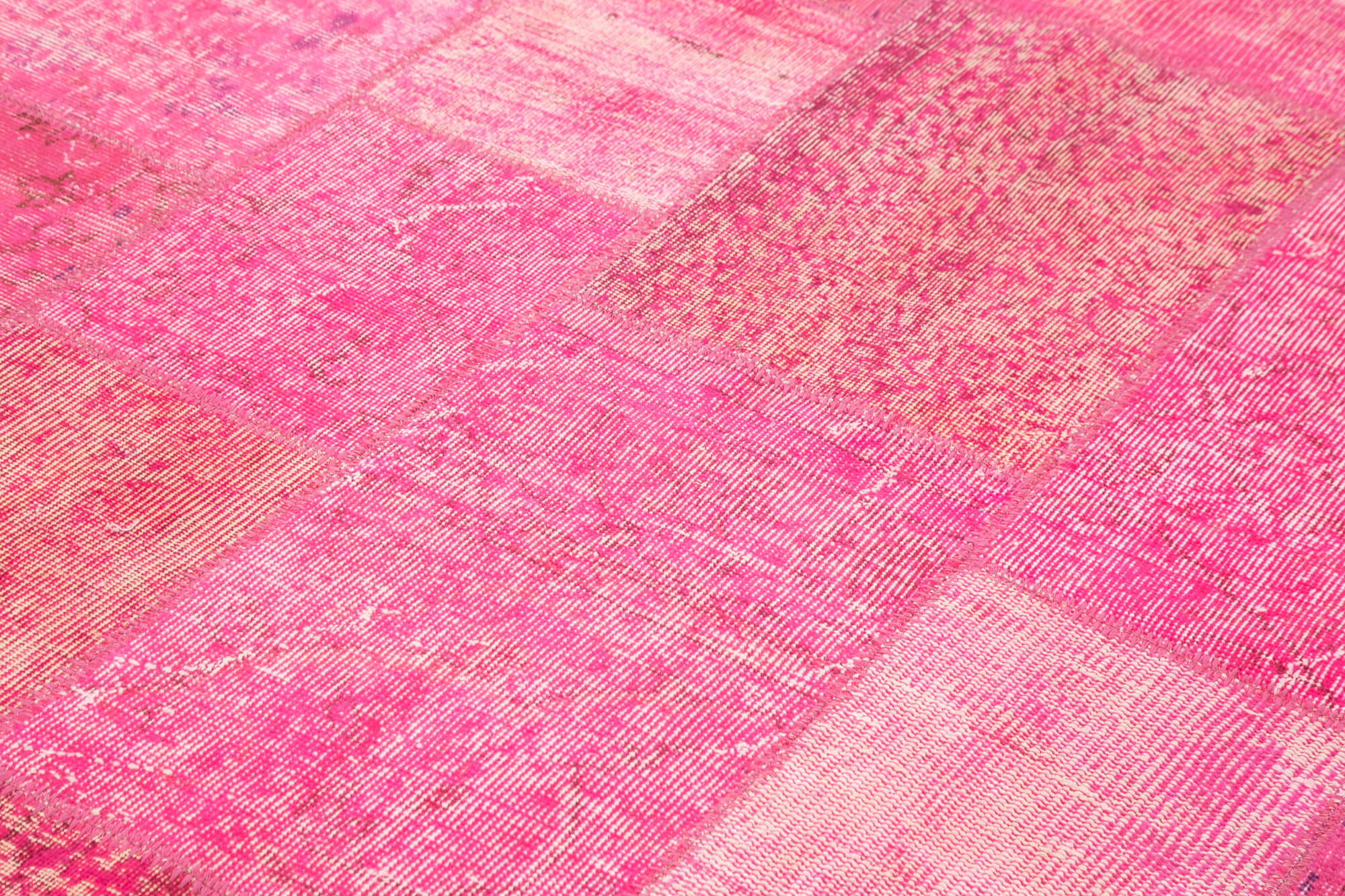 Handwoven oriental vintage 203 cm x 300 cm pink patchwork carpet