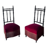 Paire de petits fauteuils Napoléon 3