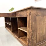 Large old trading counter in solid pine