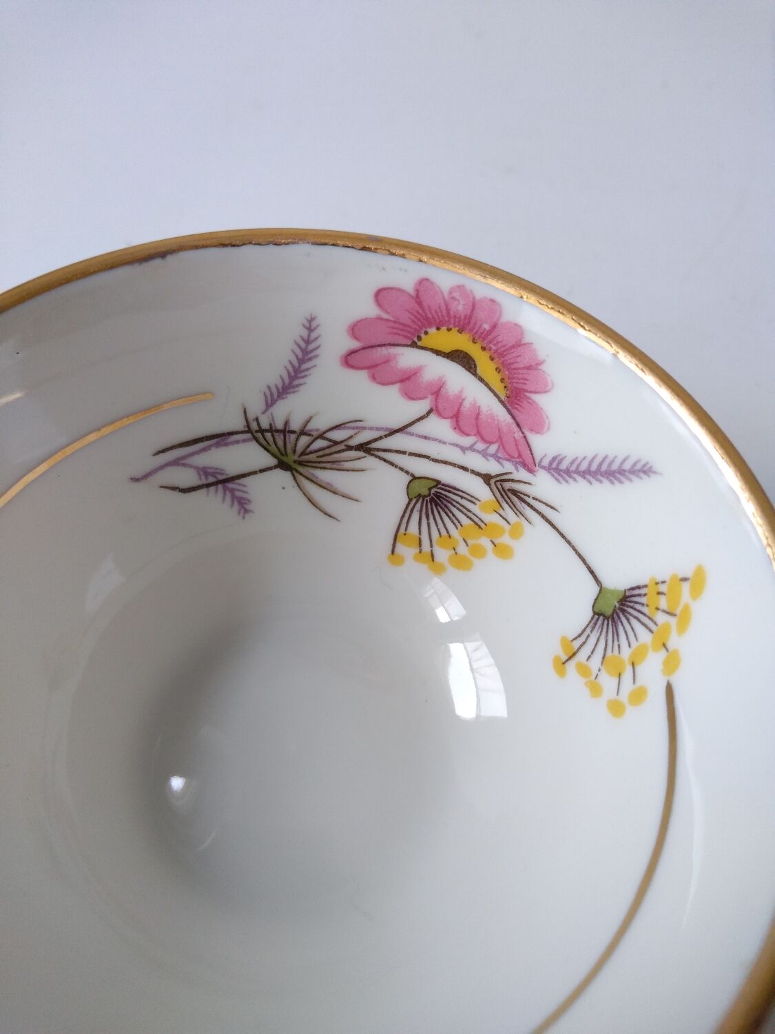 Set of 6 Berry Limoges flower porcelain tea coffee cups