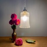 Vintage tulip suspension in frosted glass