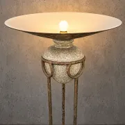 Neo classic forged floor lamp / metal shade / stone base / 1970s