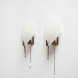 1950S leaf shaped brass and acrylic wall sconces
