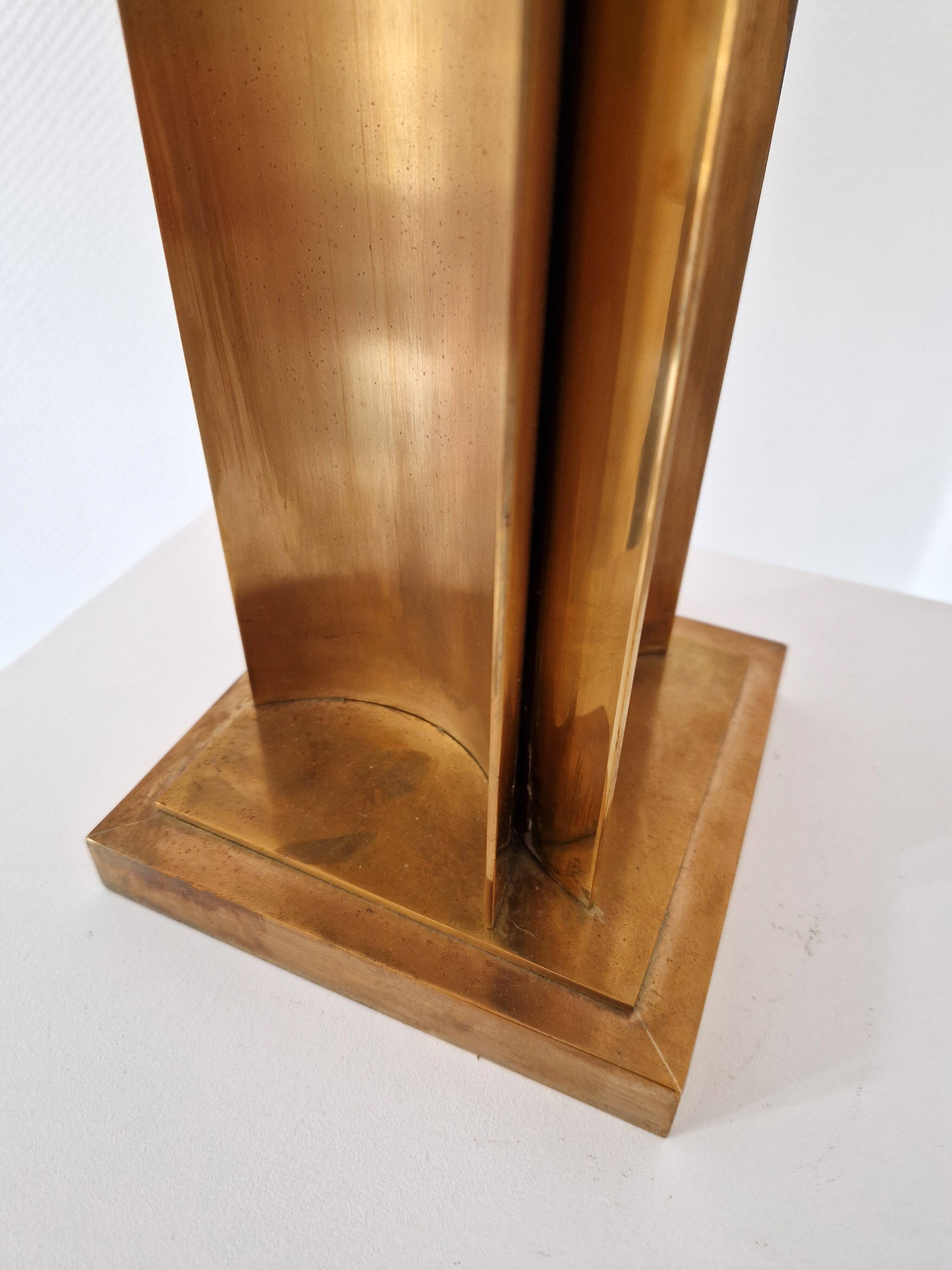 Vintage geometric brass lamp foot, Italy circa 1970