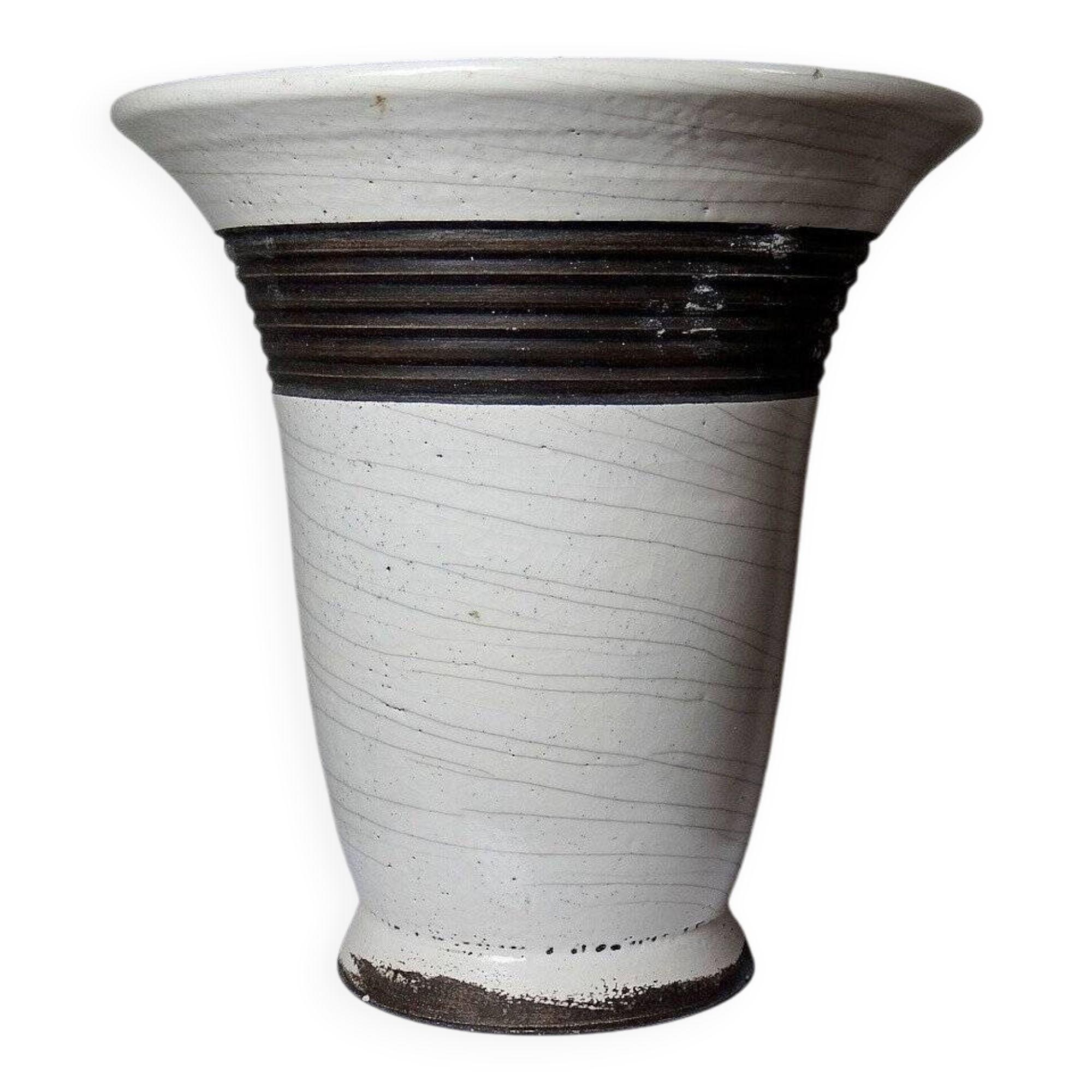 Grande lampe moderne Raku beige et brun Keramos Sèvres - René Hénon