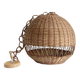 Rustic Wicker Pendant Lamp, Handcrafted in Spain, 40cm Diameter, 1970s