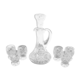 Crystal decanter with glasses, Poland, 1960s