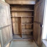 Old wardrobe Louis Philippe 2 doors 19th century 1 drawer shelves