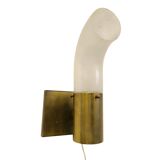 Brass and Pulegoso Glass Wall Lamp attributed to Aldo Nason for Mazzega 1960s