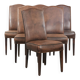 Set of 6 vintage sheepskin dining chairs finished with black piping