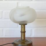 Vintage Murano glass style mushroom desk lamp brass bedside lamp 1970's