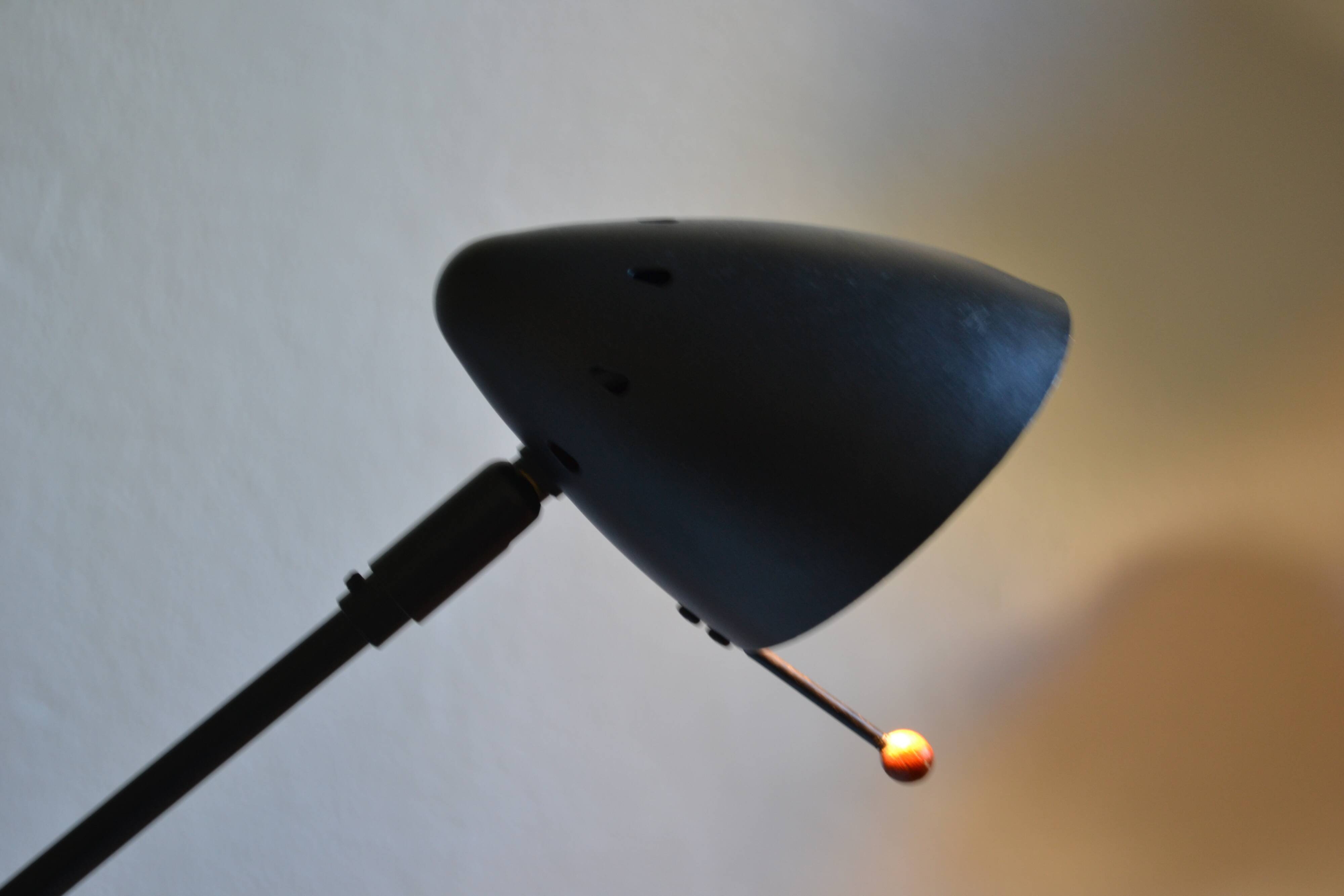 Vintage postmodernist metal and wood table lamp from the 1980s