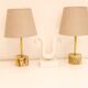 Mid-century modern Italian onyx and brass table lamps, set of 2
