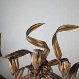 Large Vintage Wall Candelabra with Golden Tulips, 1960s