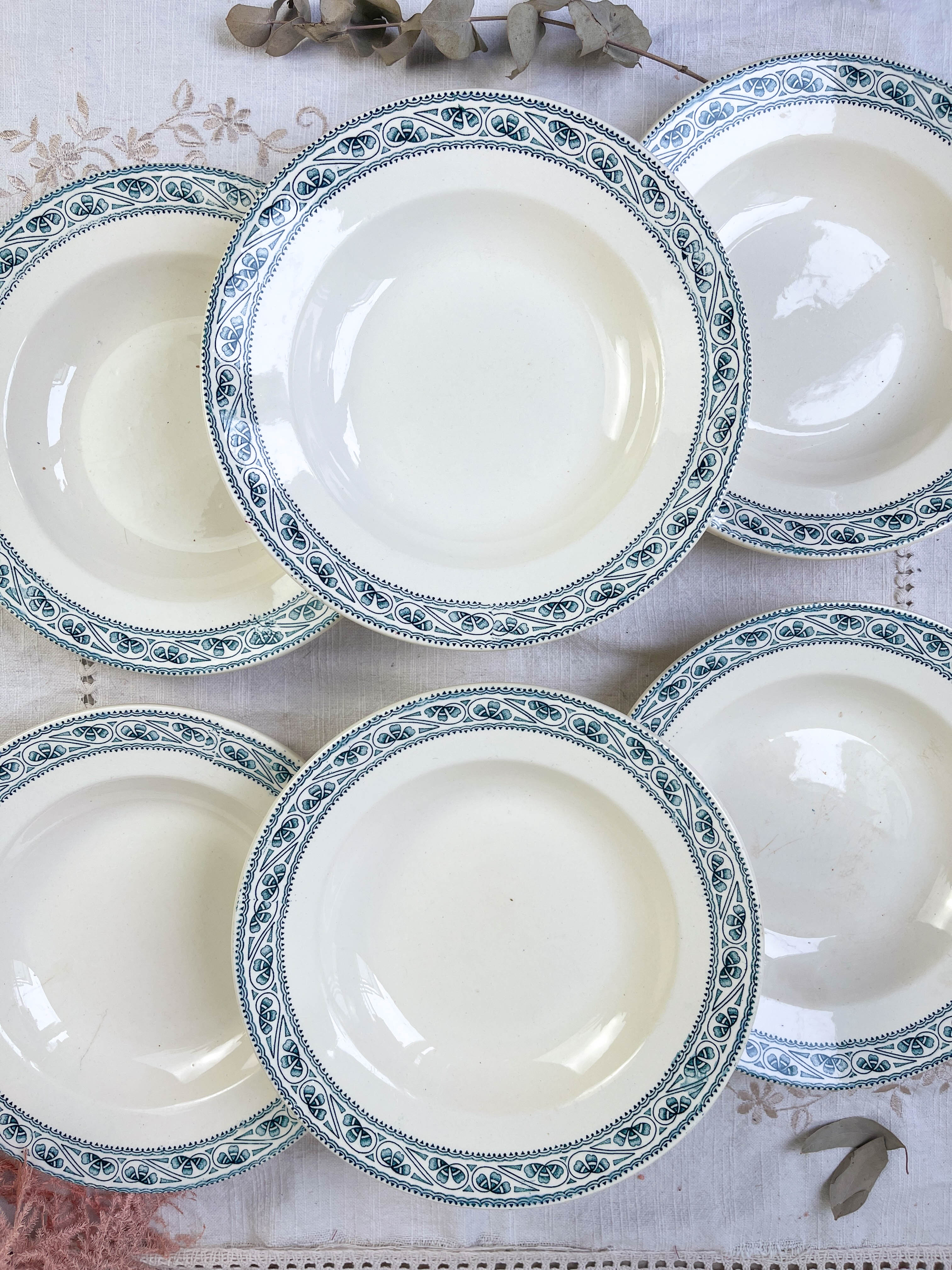 6 deep plates in Boulenger blue ironstone “Champigny”