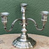 3-light silver-plated metal candlestick