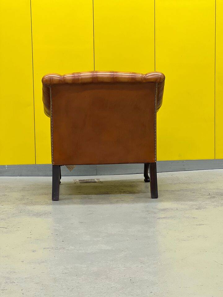 Vintage Chesterfield Regency Style Brown Leather Club Armchair