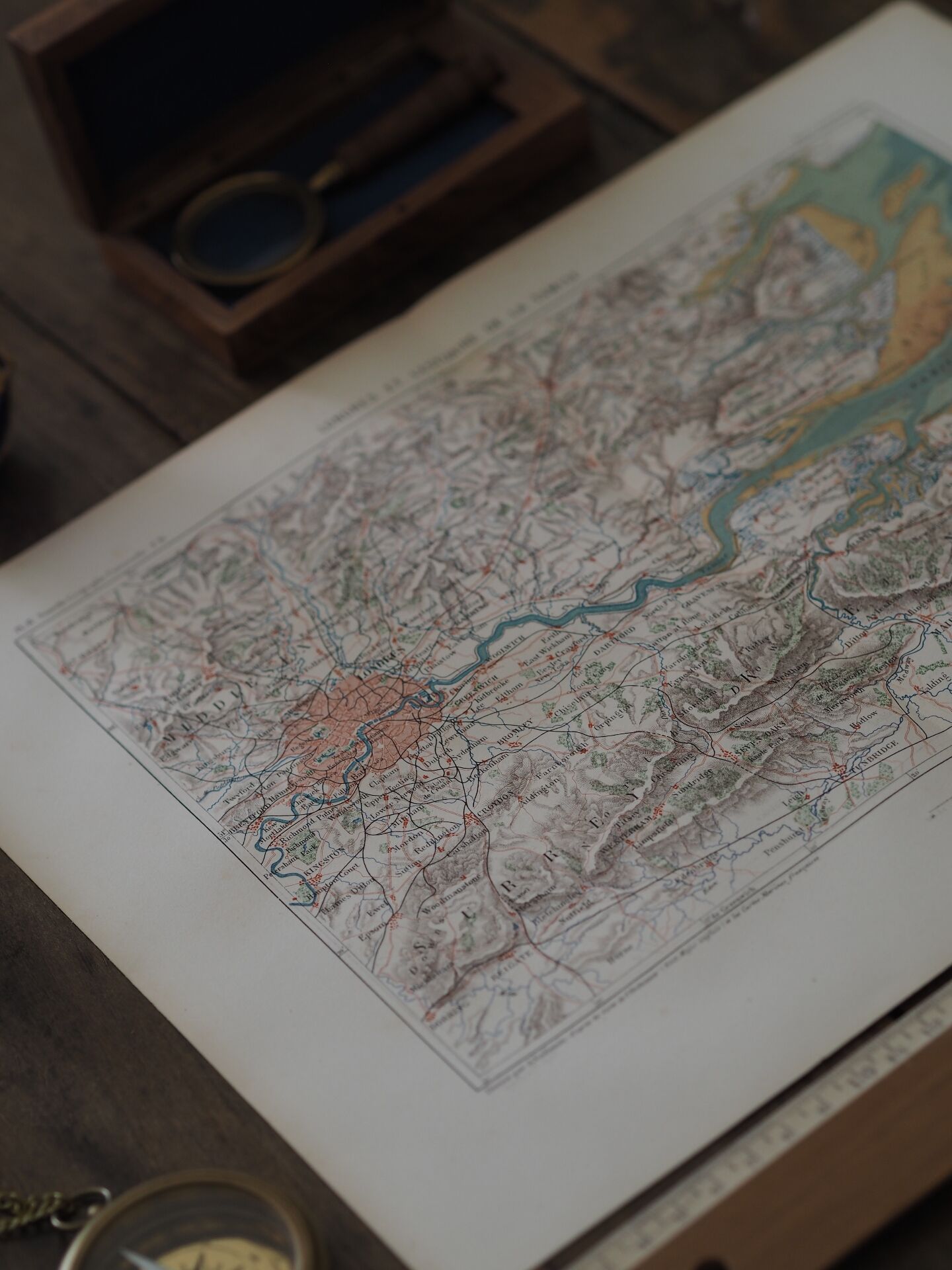 Old map of London and the Thames - 1879 | Vintage wall decoration