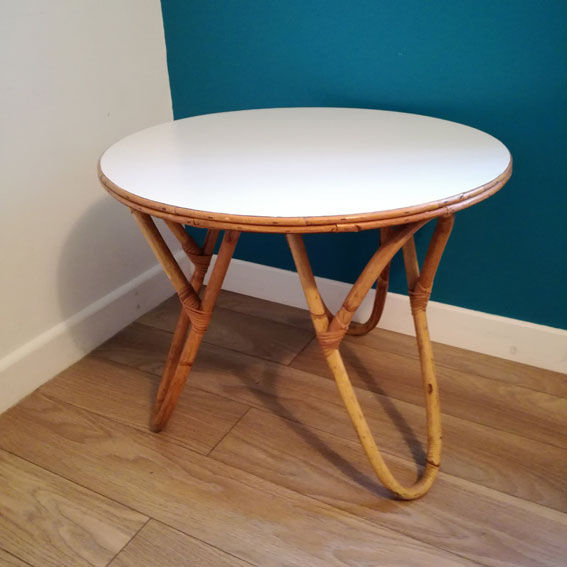 Bamboo and white coffee table