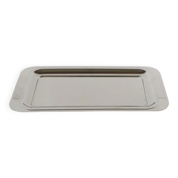 Plateau rectangulaire en inox, design, 1970 - 28 x 15 cm