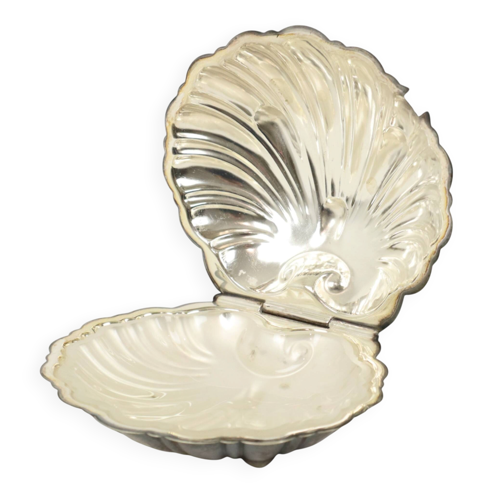 Silver-Plated Shell Butter Dish Caviar Holder Made in England