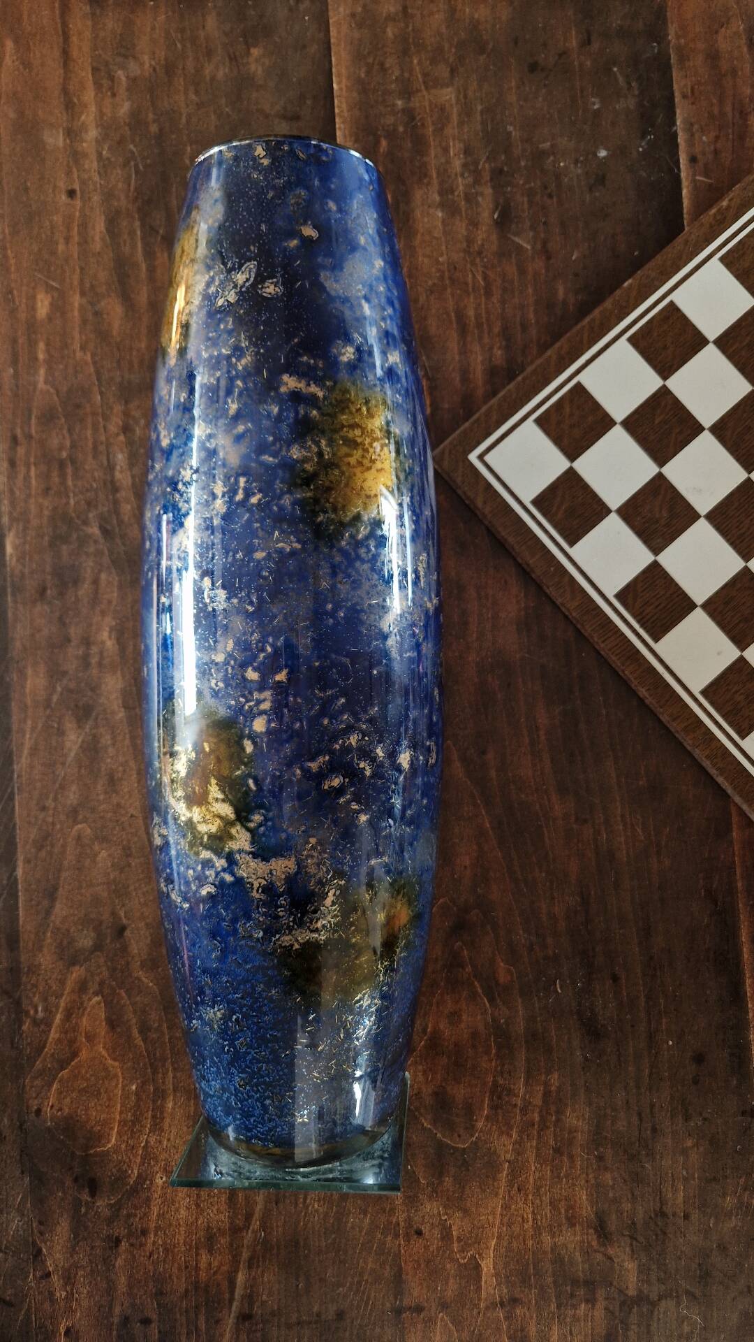 Large eglomisé glass vase "Laque Line" – Unique piece 40 cm