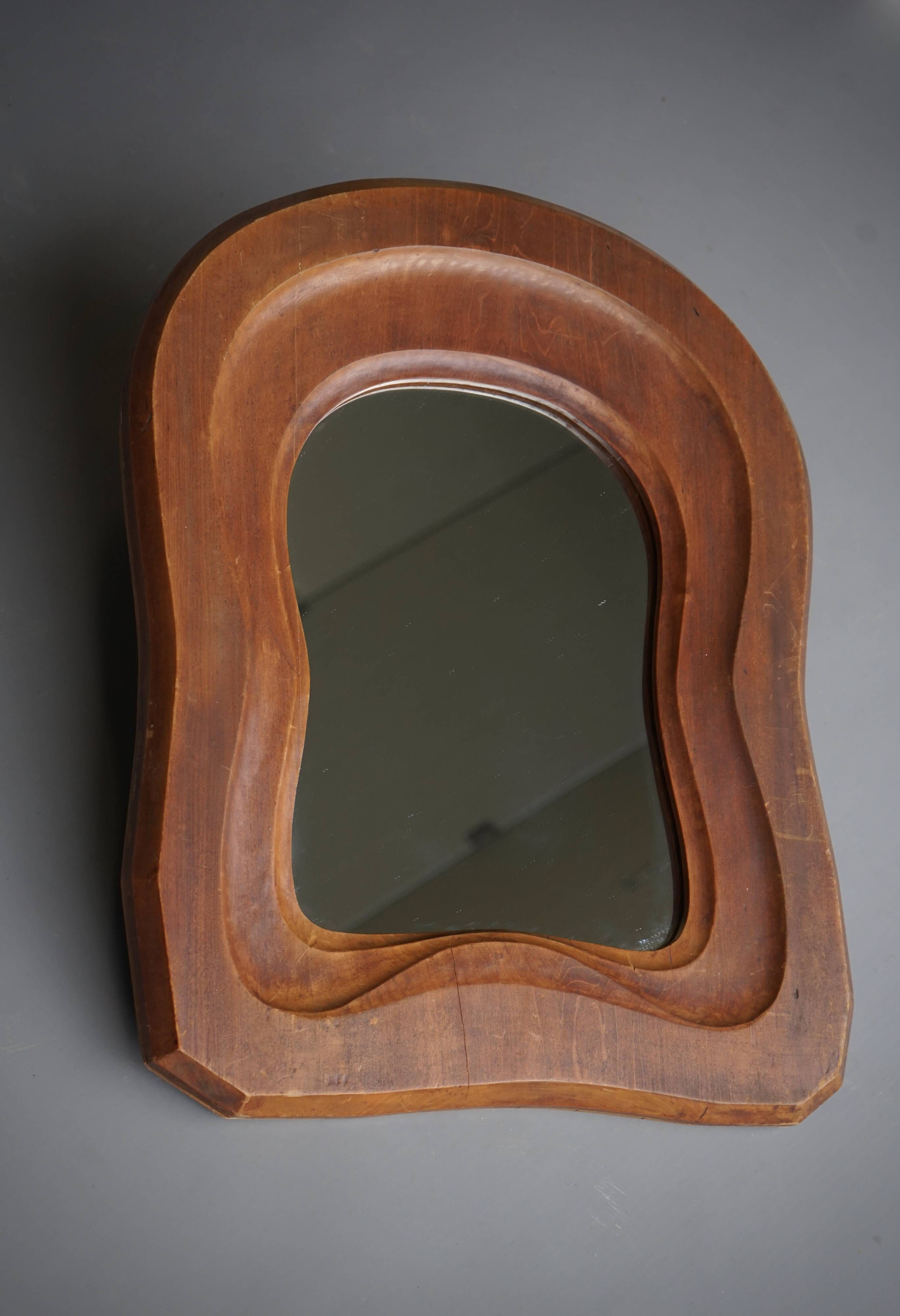 Mid-Century Anthroposophical wooden mirror, 1950s