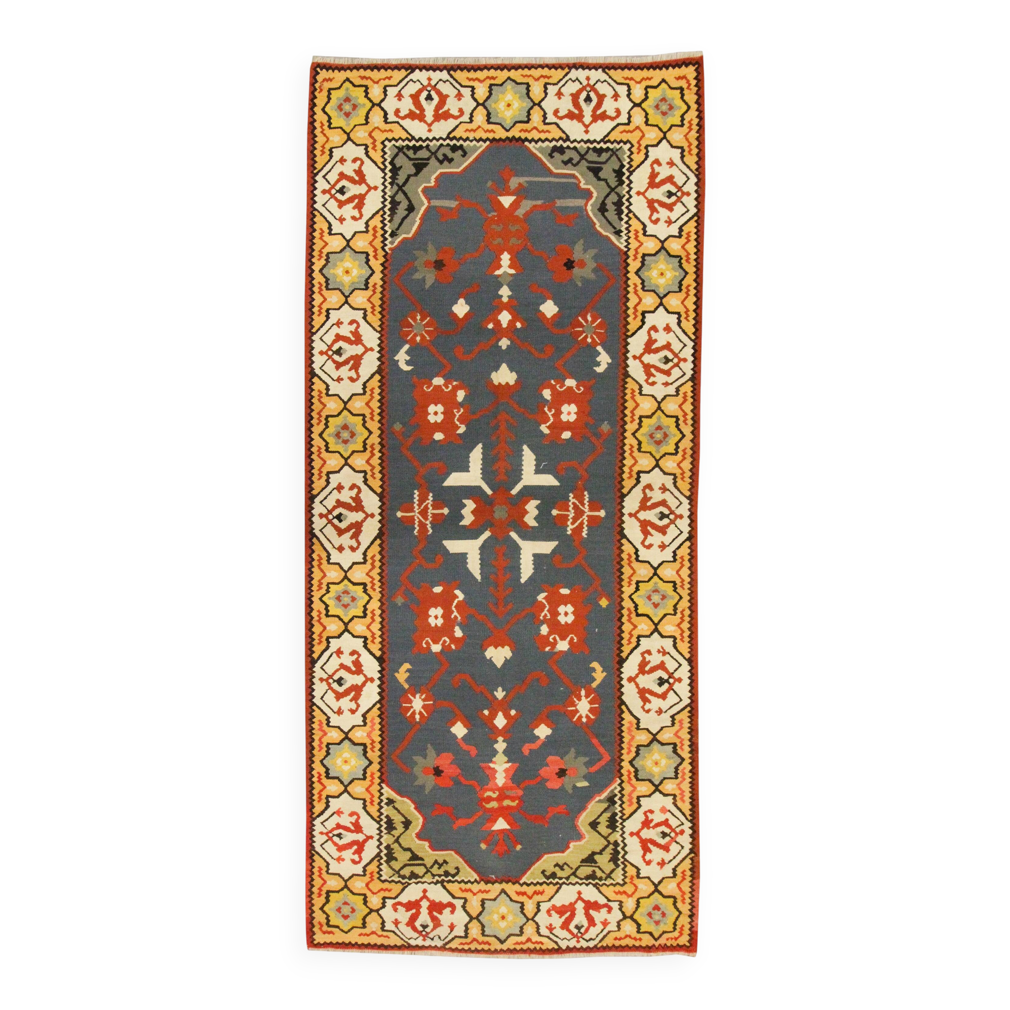 Balkan Kilim Runner Rug, Handmade Flatweave Carpet for Entryway 210 × 95 cm