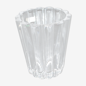 Villeroy & Boch vase vintage en cristal moulé côtelé signé