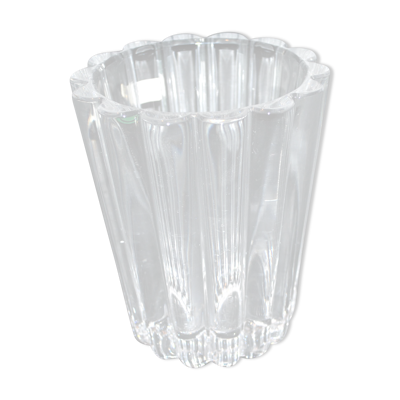Villeroy & Boch vase vintage en cristal moulé côtelé signé