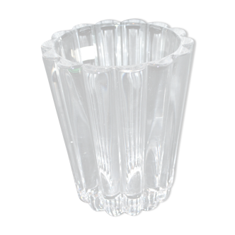 Villeroy & Boch vase vintage en cristal moulé côtelé signé