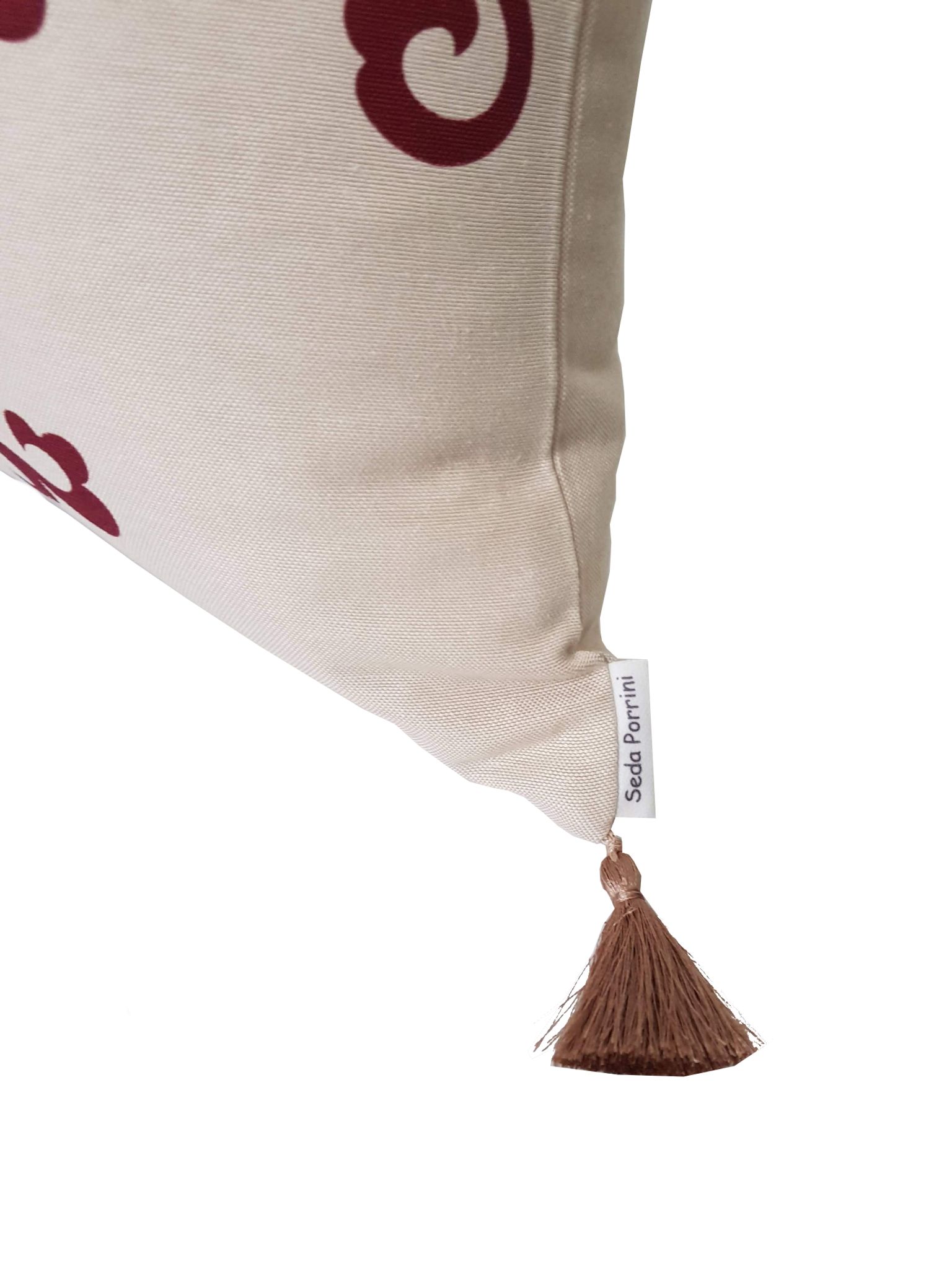 Housse de coussin Hatai beige grenat - 50 x 50