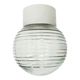 Plafonnier vintage en porcelaine blanche avec verre strié, années 1970